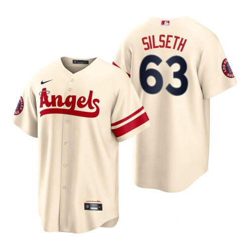 Los Angeles Los Angeles Angels #63 Chase Silseth Cream Men's 2022 City Connect Game Jersey Men's