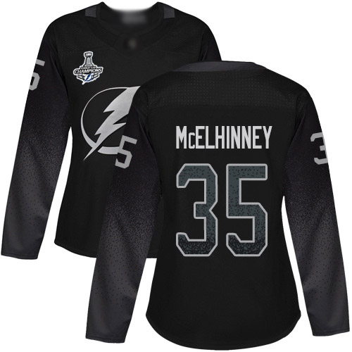 Adidas Tampa Bay Lightning #35 Curtis McElhinney Black Alternate Authentic Women's 2020 Stanley Cup Champions Stitched Jersey Womens