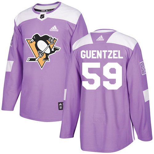 Adidas Pittsburgh Penguins #59 Jake Guentzel Purple Authentic Fights Cancer Stitched Youth Jersey Youth