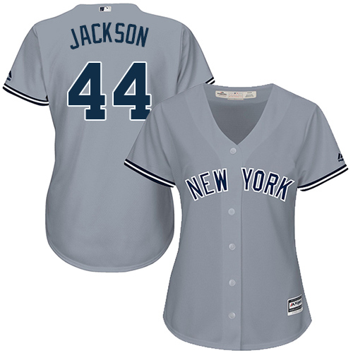 New York Yankees #44 Reggie Jackson Grey Road Women's Stitched Jersey Womens