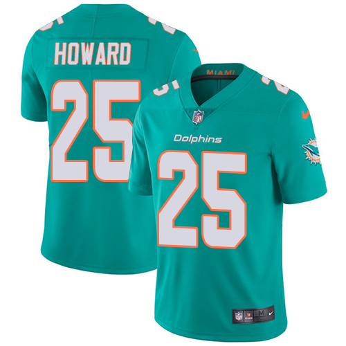Miami Dolphins #25 Xavien Howard Aqua Green Team Color Youth Stitched Vapor Untouchable Limited Jersey Youth