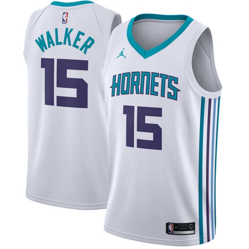 Charlotte Hornets #15 Kemba Walker White Jordan Swingman Association Edition Jersey Mens