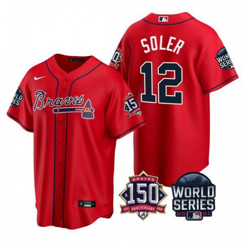 Atlanta Atlanta Braves #12 Jorge Soler 150th Anniversary 2021 World Series Youth Jersey - Red Youth