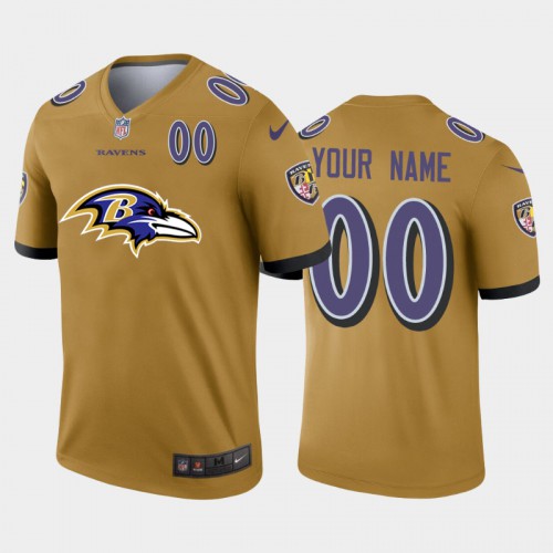Baltimore Ravens Custom Gold Men's Big Team Logo Player Vapor Limited Jersey