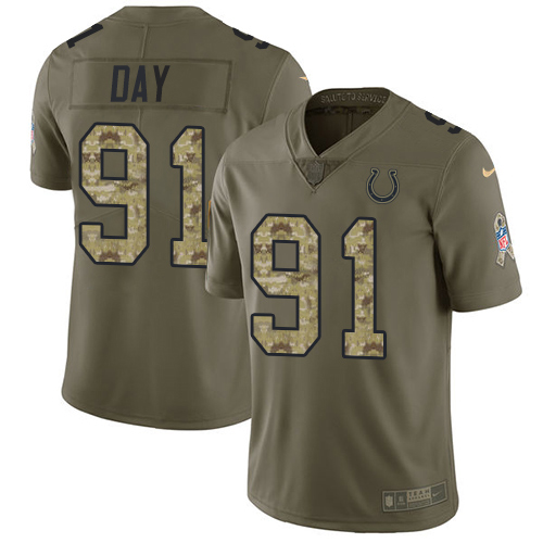 Indianapolis Colts #91 Sheldon Day Olive/Camo Men's Stitched Limited 2017 Salute To Service Jersey Men's