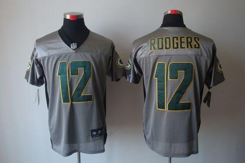 Packers #12 Aaron Rodgers Grey Shadow Men's Stitched Elite Jersey