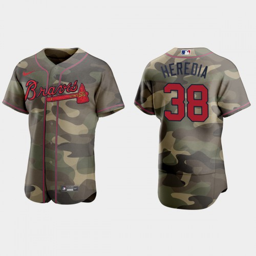Atlanta Atlanta Braves #38 Guillermo Heredia Men's 2021 Armed Forces Day Authentic Jersey -Camo Men's