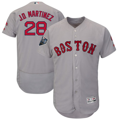 Boston Red Sox #28 J. D. Martinez Grey Flexbase Authentic Collection 2018 World Series Stitched Jersey Men's