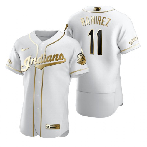 Cleveland Guardians #11 Jose Ramirez White Men's Authentic Golden Edition Jersey Men's