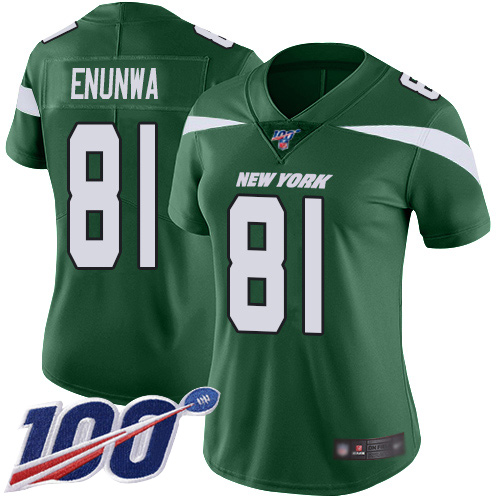 New York Jets #81 Quincy Enunwa Green Team Color Women's Stitched 100th Season Vapor Limited Jersey Womens