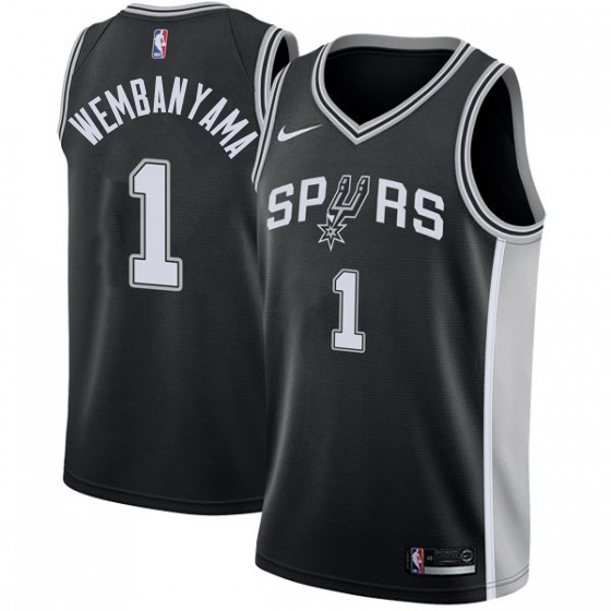 San Antonio Spurs #1 Victor Wembanyama Black Youth Swingman Icon Edition Jersey