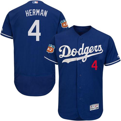 Los Angeles Dodgers #4 Babe Herman Blue Flexbase Authentic Collection Stitched Jersey Men's