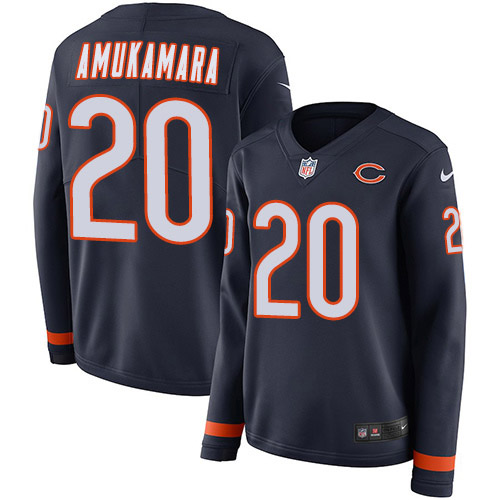 Chicago Bears #20 Prince Amukamara Navy Blue Team Color Women's Stitched Limited Therma Long Sleeve Jersey Womens