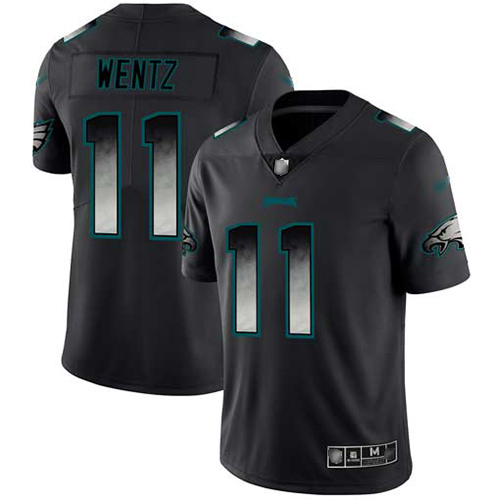 Philadelphia Eagles #11 Carson Wentz Black Men's Stitched Vapor Untouchable Limited Smoke Fashion Jersey Men's