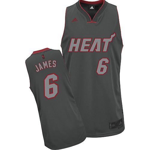 Miami Heat #6 LeBron James Grey Graystone Fashion Stitched Jersey Mens