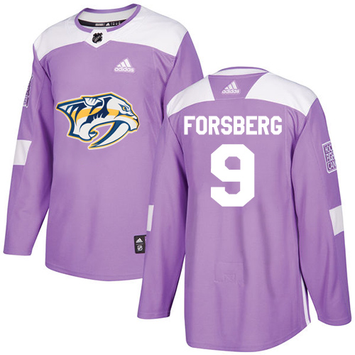 Adidas Nashville Predators #9 Filip Forsberg Purple Authentic Fights Cancer Stitched Jersey Men's