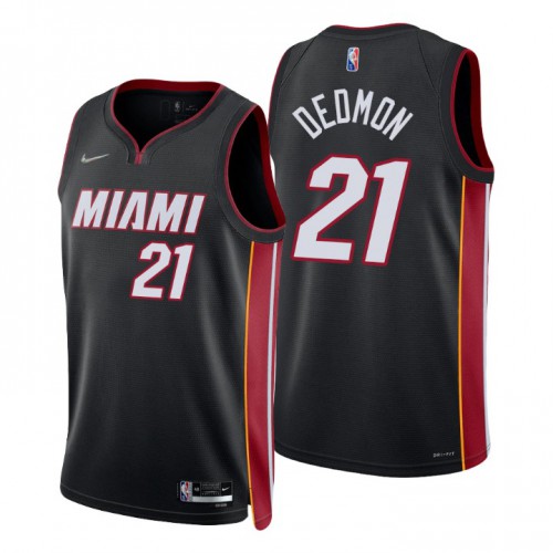 Miami Heat #21 Dewayne Dedmon Black Mens 2021-22 75th Anniversary Diamond Swingman Jersey - Icon Edition Mens