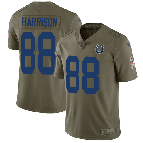 Indianapolis Colts #88 Marvin Harrison Olive Men's Stitched Limited 2017 Salute to Service Jersey Men's