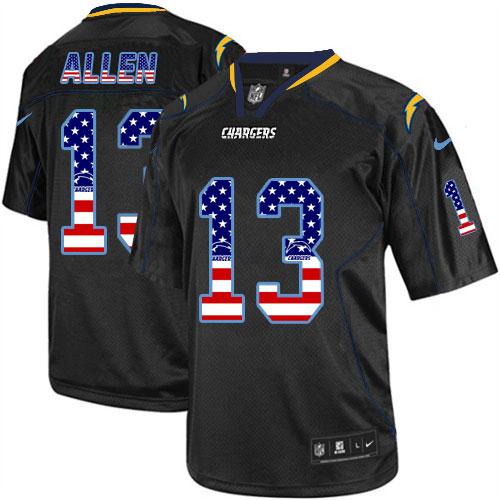 Chargers #13 Keenan Allen Black Men's Stitched Elite USA Flag Fashion Jersey