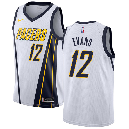 Indiana Pacers #12 Tyreke Evans White Swingman Earned Edition Jersey Mens