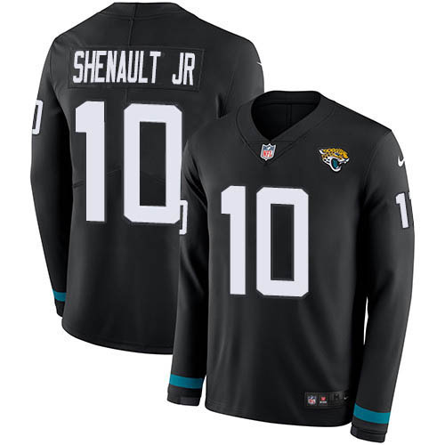 Jacksonville Jaguars #10 Laviska Shenault Jr. Black Team Color Youth Stitched Limited Therma Long Sleeve Jersey Youth