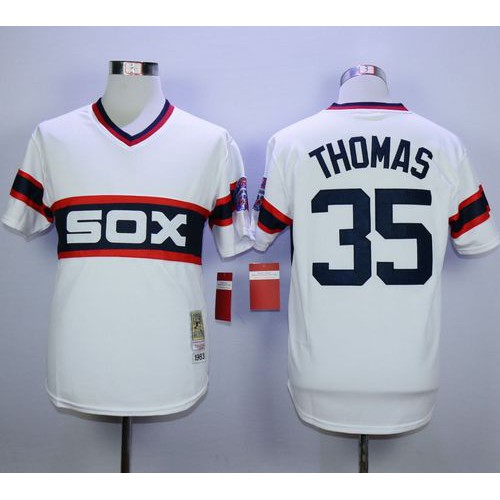 Mitchell And Ness 1983 Chicago White Sox #35 Frank Thomas White Throwback Stitched Jersey Men's