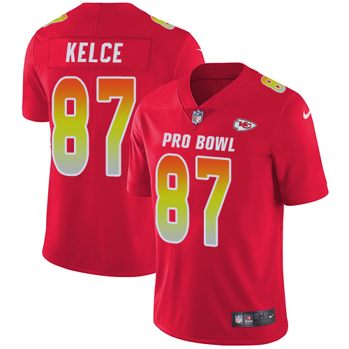 Chiefs #87 Travis Kelce Red Men's Stitched Limited AFC 2019 Pro Bowl Jersey