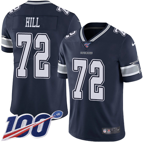 Dallas Cowboys #72 Trysten Hill Navy Blue Team Color Youth Stitched 100th Season Vapor Untouchable Limited Jersey Youth
