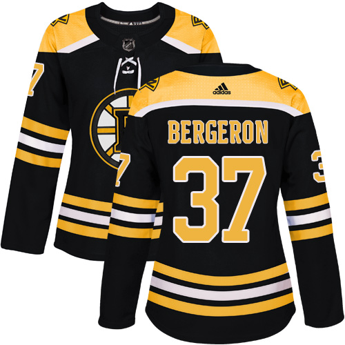 Adidas Boston Bruins #37 Patrice Bergeron Black Home Authentic Women's Stitched Jersey Womens
