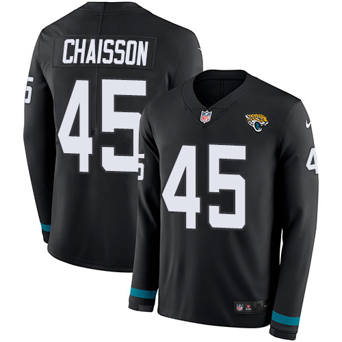 Jacksonville Jaguars #45 K'Lavon Chaisson Black Team Color Men's Stitched Limited Therma Long Sleeve Jersey Men's