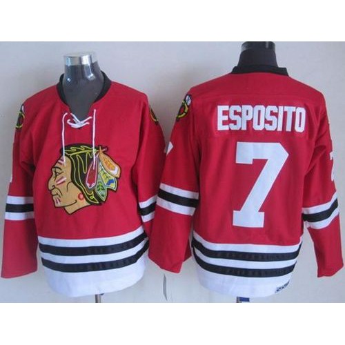 Chicago Blackhawks #7 Tony Esposito Red CCM Throwback Stitched Jersey Men's