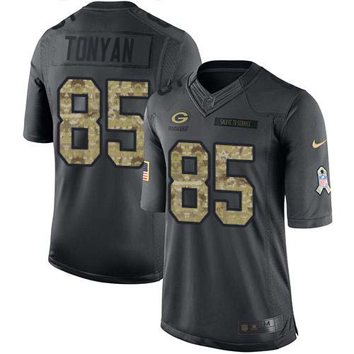 Green Bay Packers #85 Robert Tonyan Black Youth Stitched Limited 2016 Salute to Service Jersey Youth