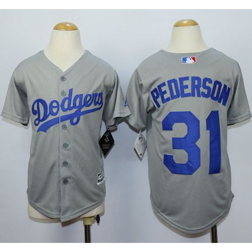 Los Angeles Dodgers #31 Joc Pederson Grey Cool Base Stitched Youth Jersey Youth