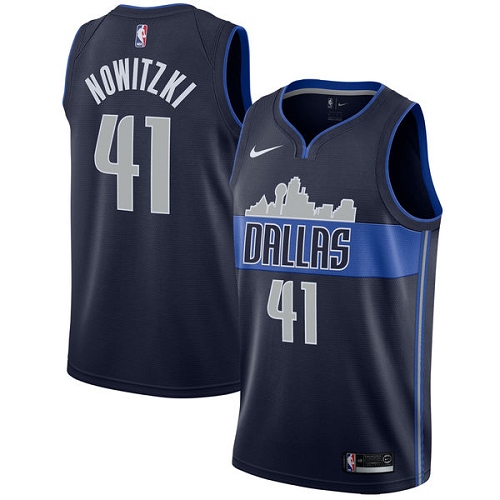 Dallas Mavericks #41 Dirk Nowitzki Navy Womens Swingman Statement Edition Jersey Womens