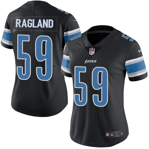 Detroit Lions #59 Reggie Ragland Black Women's Stitched Limited Rush Jersey Womens