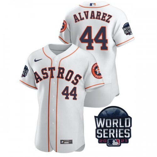 Houston Houston Astros #44 Yordan Alvarez Men's 150th Anniversary 2021 World Series Authentic Jersey - White Men's