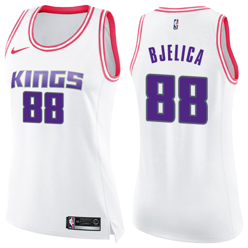 Sacramento Kings #88 Nemanja Bjelica White/Pink Womens Swingman Fashion Jersey Womens