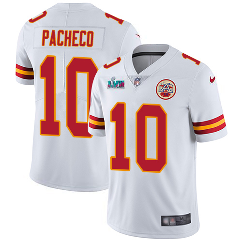 Chiefs #10 Isiah Pacheco White Super Bowl LVII Patch Youth Stitched Vapor Untouchable Limited Jersey