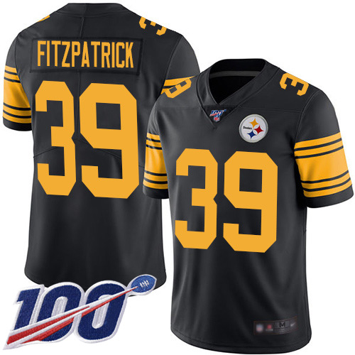 Steelers #39 Minkah Fitzpatrick Black Men's Stitched Limited Rush 100th Season Jersey