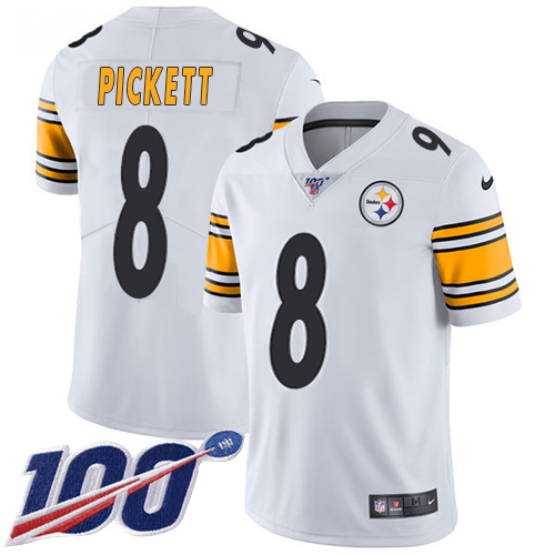 Steelers #8 Kenny Pickett White Men's Stitched 100th Season Vapor Limited Jersey