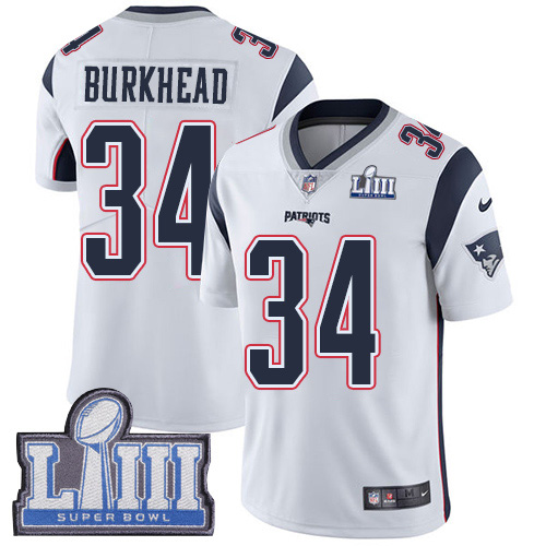 New England Patriots #34 Rex Burkhead White Super Bowl LIII Bound Men's Stitched Vapor Untouchable Limited Jersey Men's