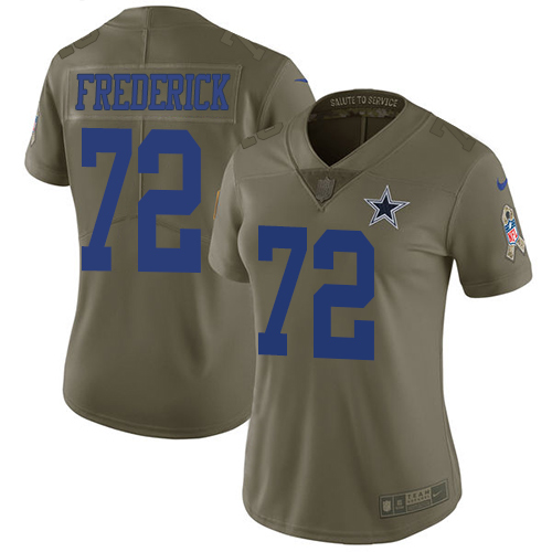Dallas Cowboys #72 Travis Frederick Olive Women's Stitched Limited 2017 Salute to Service Jersey Womens