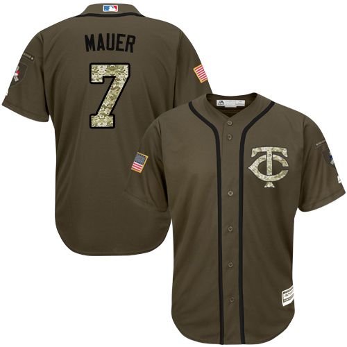 Minnesota Twins #7 Joe Mauer Green Salute to Service Stitched Jersey Men's