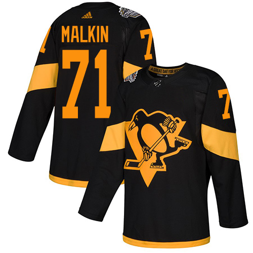 Adidas Pittsburgh Penguins #71 Evgeni Malkin Black Authentic 2019 Stadium Series Women's Stitched Jersey Womens