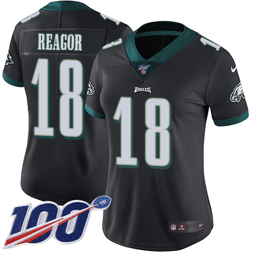 Philadelphia Eagles #18 Jalen Reagor Black Alternate Women's Stitched 100th Season Vapor Untouchable Limited Jersey Womens