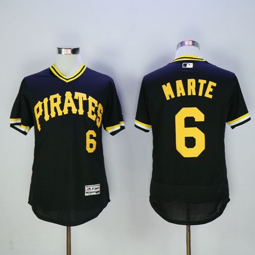 Pittsburgh Pirates #6 Starling Marte Black Flexbase Authentic Collection Cooperstown Stitched Jersey Men's