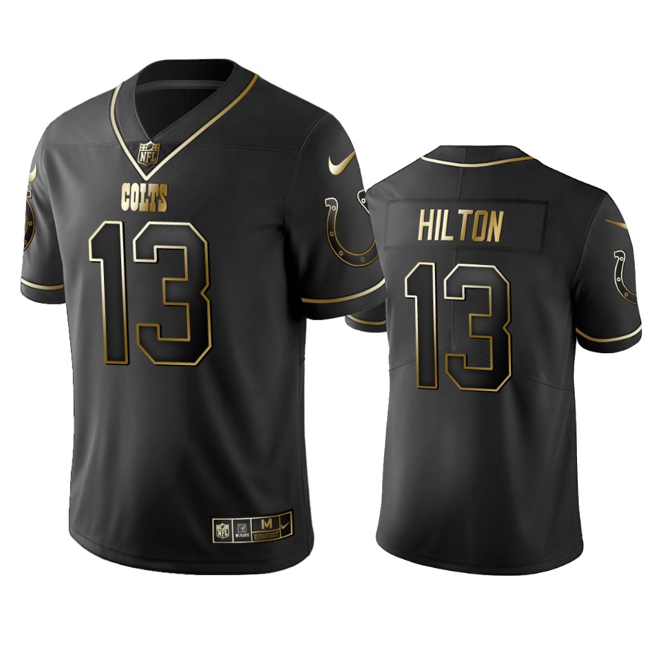 Colts #13 T.Y. Hilton Men's Stitched Vapor Untouchable Limited Black Golden Jersey