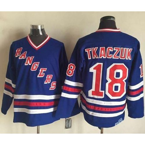 New York Rangers #18 Walt Tkaczuk Blue CCM Heroes of Hockey Alumni Stitched Jersey Men's
