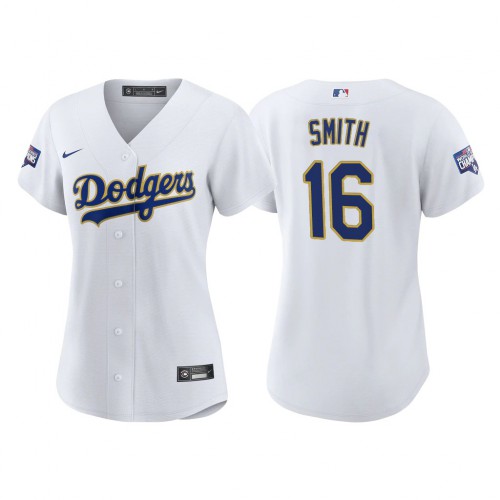 Los Angeles Los Angeles Dodgers #16 Will Smith Women's 2021 Gold Program World Series Champions Jersey Whtie Womens