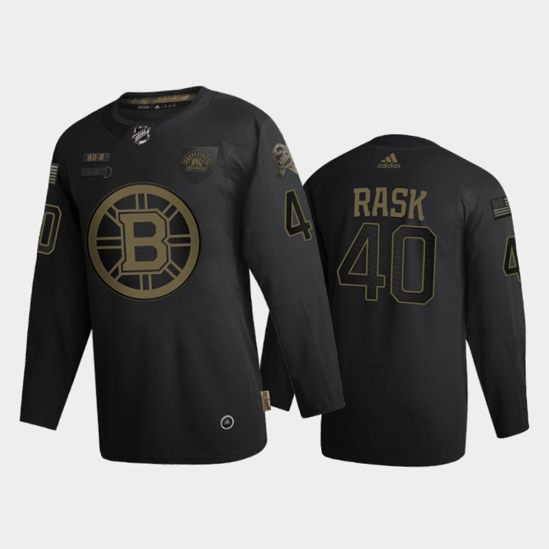 Boston Bruins #40 Tuukka Rask Men's Adidas 2020 Veterans Day Authentic Jersey - Black